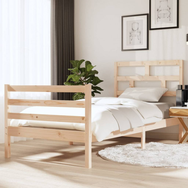Estructura de cama madera maciza individual 90x190 cm D