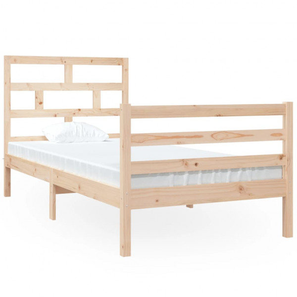 Estructura de cama madera maciza individual 90x190 cm M 2