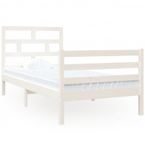 Estructura de cama madera maciza blanco individual 90x190 cm H