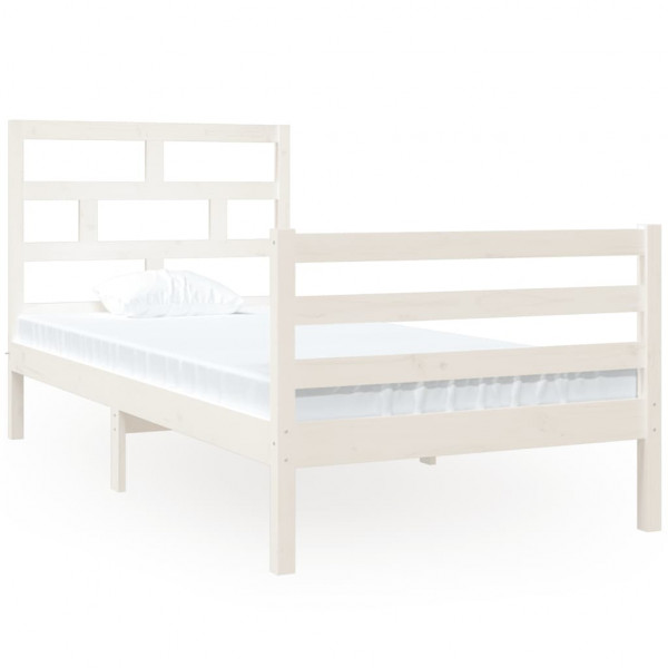 Estructura de cama madera maciza blanco individual 90x190 cm M 2
