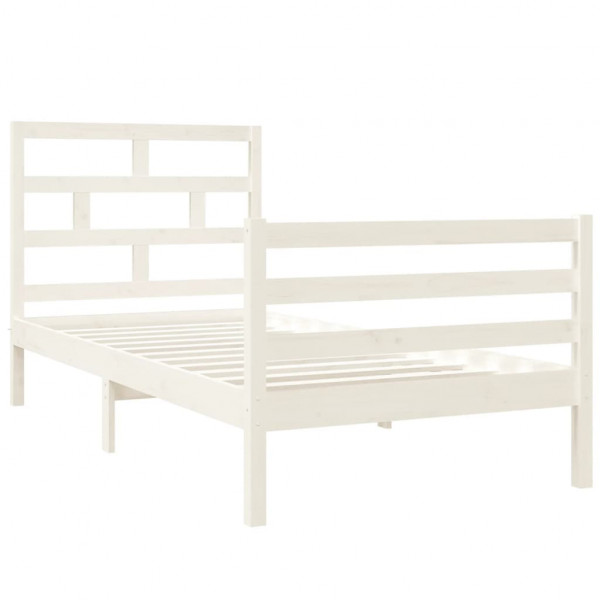 Estructura de cama madera maciza blanco individual 90x190 cm M 3