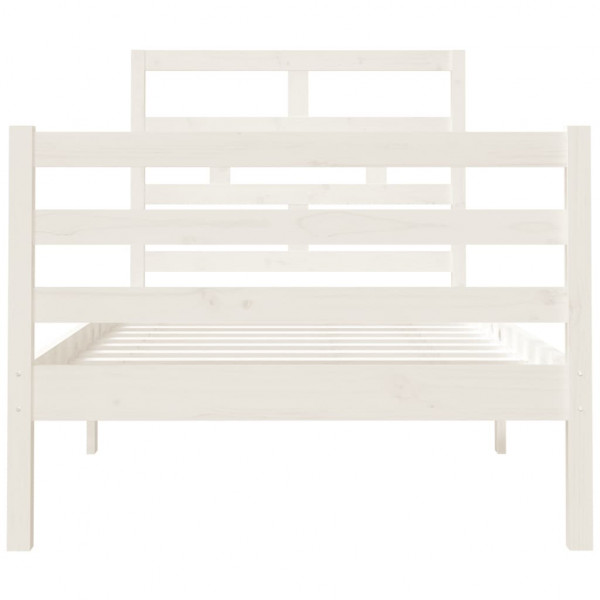 Estrutura de cama solteiro 90x190 cm madeira maciça branco M 4
