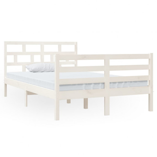 Estrutura cama pequena casal 120x190 cm pinho maciço branco M 2