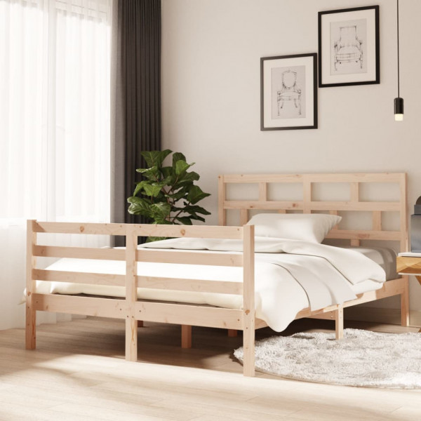 Estructura de cama doble de madera maciza 4FT6 135x190 cm D