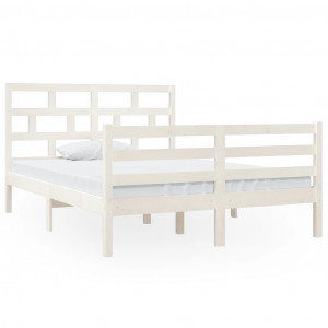 Estructura de cama doble de madera maciza blanco 135x190 cm H