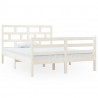 Estrutura de cama casal 135x190 cm madeira maciça branco 2