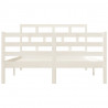 Estrutura de cama casal 135x190 cm madeira maciça branco 4