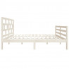 Estrutura de cama casal 135x190 cm madeira maciça branco 5