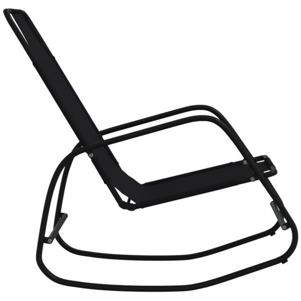 Tumbona mecedora de acero y textilene negro M 4