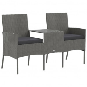 Sofá de jardín de 2 plazas con mesita ratán sintético antracita H