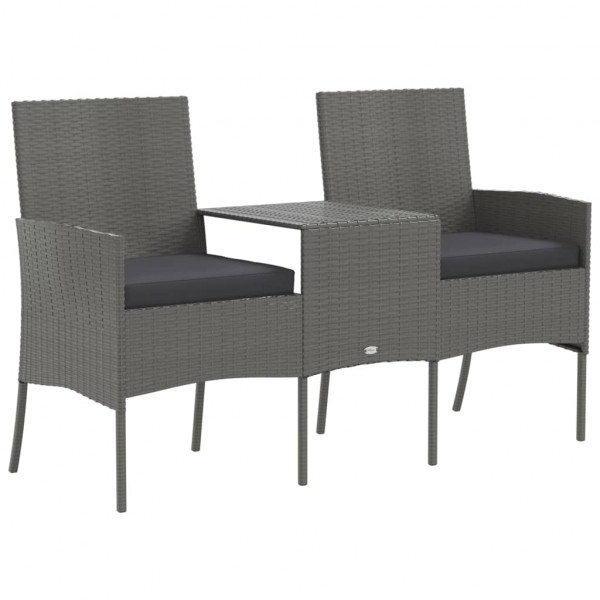 Sofá de jardín de 2 plazas con mesita ratán sintético antracita M 2