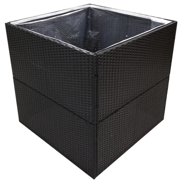 Vaso/floreira de jardim 80x80x80 cm vime PE preto M 3