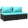 2 pcs conjunto lounge de jardim c/ almofadões vime PE preto 2