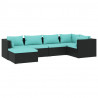 Set de muebles de jardín 6 pzas y cojines ratán sintético negro 2