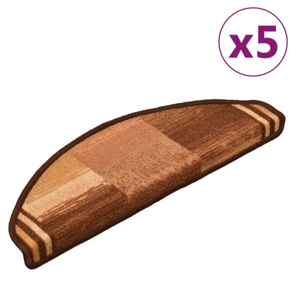 Tapetes de escadas adesivos 5 pcs 65x21x4 cm castanho M 2