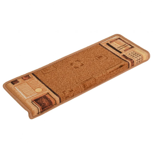 Alfombrillas de escalera autoadhesivas 5 uds beige 65x21x4cm M 3