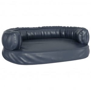 Cama para perros de espuma cuero sintético azul oscuro 60x42 cm H