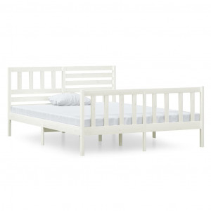 Estructura de cama de madera maciza blanco 120x190cm H