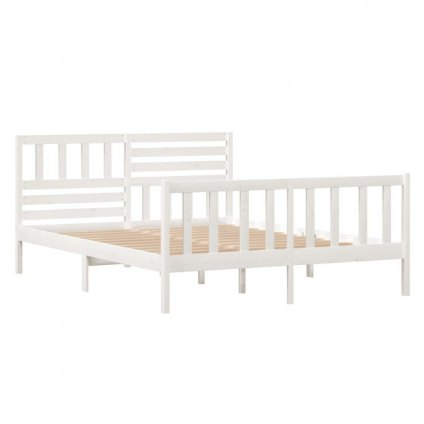 Estrutura cama pequena casal 120x190 cm pinho maciço branco M 3
