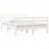 Estrutura de cama 140x190 cm madeira de pinho maciça branco 2