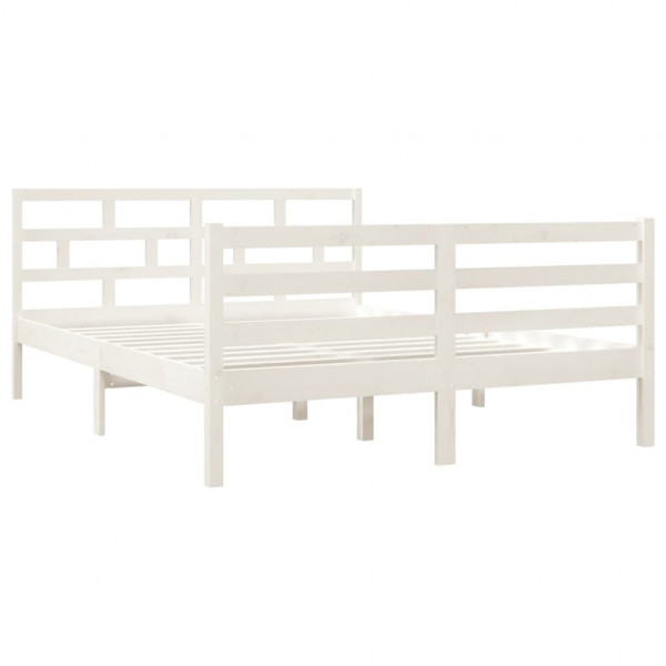 Estrutura de cama 140x190 cm madeira de pinho maciça branco M 3
