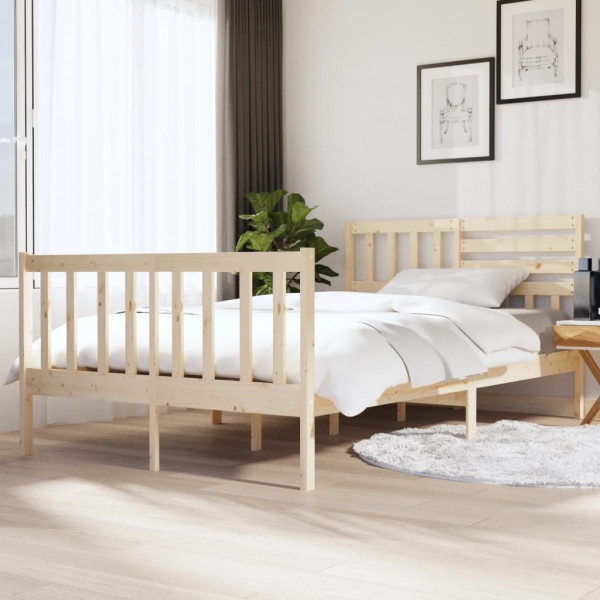 Estructura de cama de madera maciza 140x190 cm D