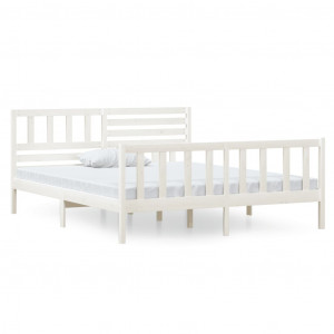 Estrutura de cama 140x190 cm madeira maciça branco H