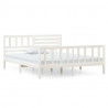 Estrutura de cama 140x190 cm madeira maciça branco 2