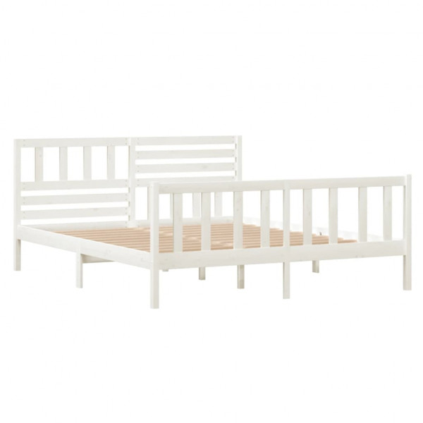 Estructura de cama de madera maciza blanca 140x190 cm M 3