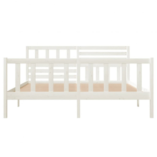 Estructura de cama de madera maciza blanca 140x190 cm M 4