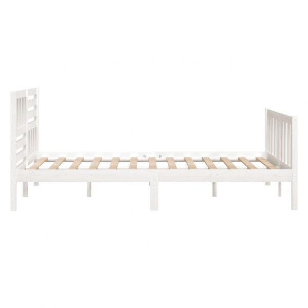 Estrutura de cama 140x190 cm madeira maciça branco M 5