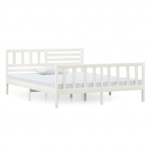 Estructura de cama madera maciza blanca 120x200 cm H