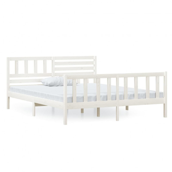 Estrutura de cama 120x200 cm madeira maciça branco M 2