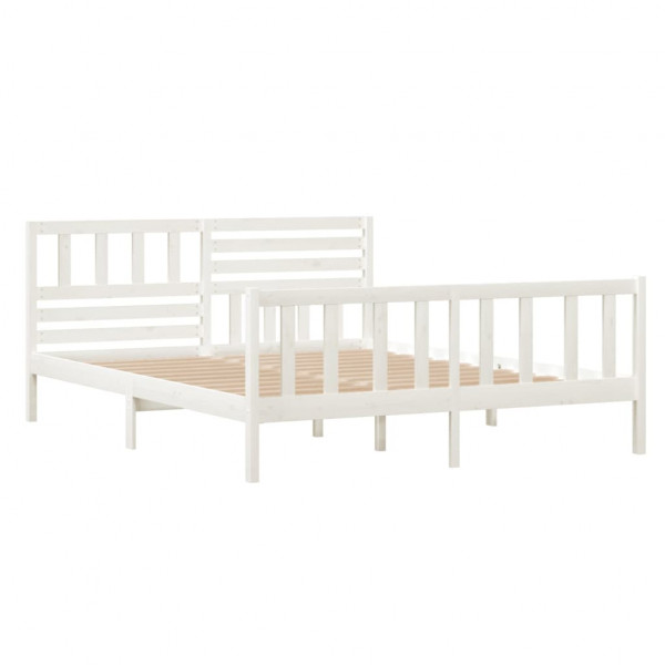 Estructura de cama madera maciza blanca 120x200 cm M 3