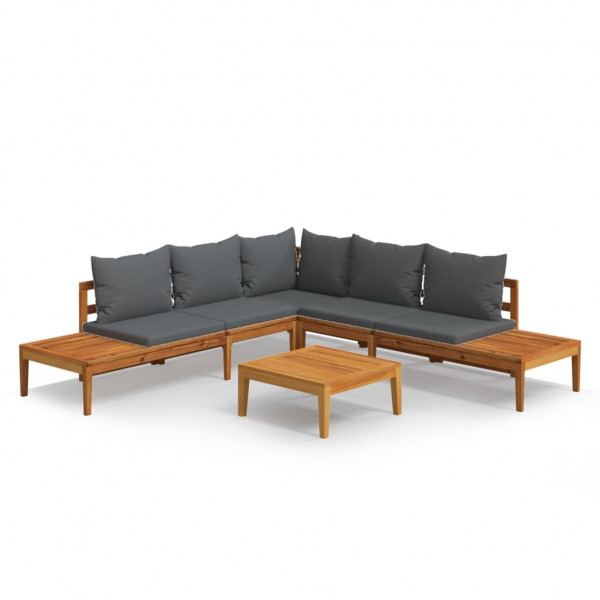 Set muebles de jardín 4 pzas cojines gris oscuro madera acacia M 2