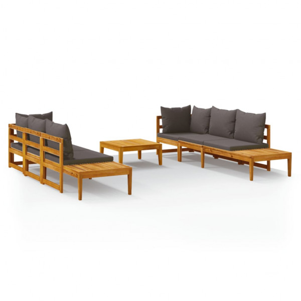Set muebles de jardín 5 pzas cojines gris oscuro madera acacia M 2