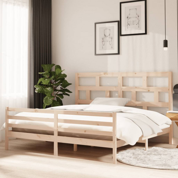 Estructura de cama de madera maciza de pino 200x200 cm D