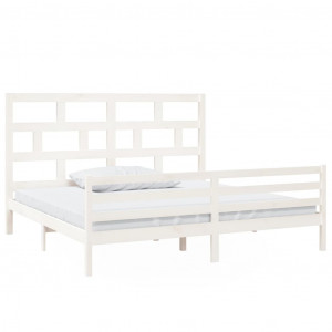 Estructura de cama madera maciza de pino blanca 200x200 cm H