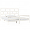 Estructura de cama madera maciza de pino blanca 200x200 cm 2