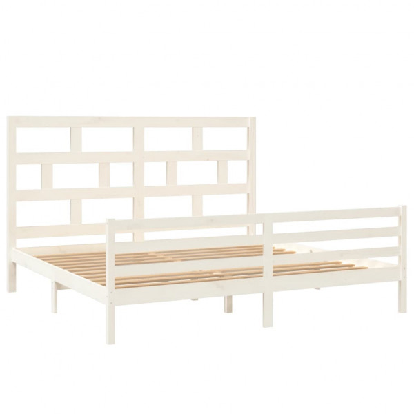 Estructura de cama madera maciza de pino blanca 200x200 cm M 3