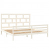 Estructura de cama madera maciza de pino blanca 200x200 cm 3