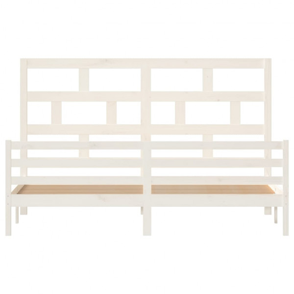 Estructura de cama madera maciza de pino blanca 200x200 cm M 4