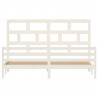 Estructura de cama madera maciza de pino blanca 200x200 cm 4