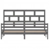 Estructura de cama de madera maciza de pino gris 200x200 cm 4