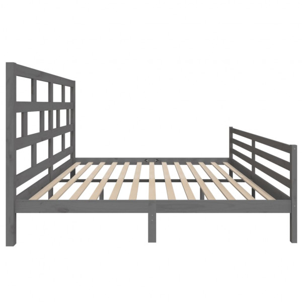 Estructura de cama de madera maciza de pino gris 200x200 cm M 5