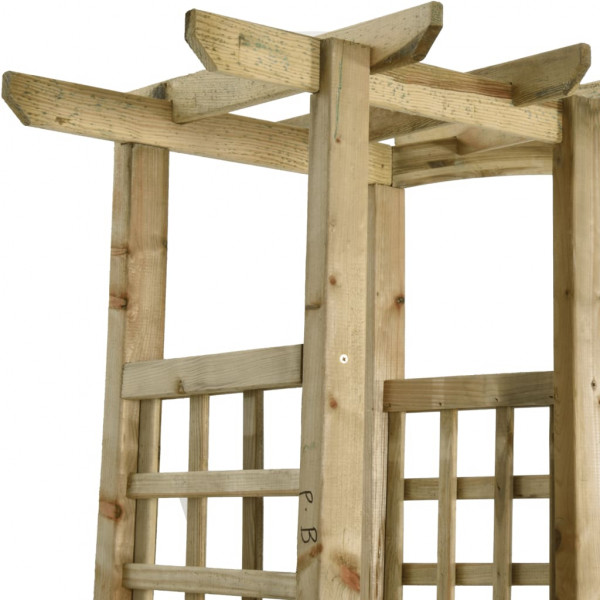 Pérgola de jardín con banco y jardineras madera pino impregnada M 5