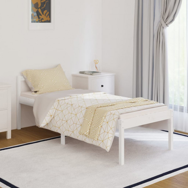 Cama de personas mayores madera maciza de pino blanca 75x190 cm D