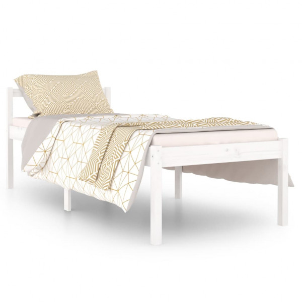Cama de idosos madeira maciça de pinho branco 75x190 cm M 2