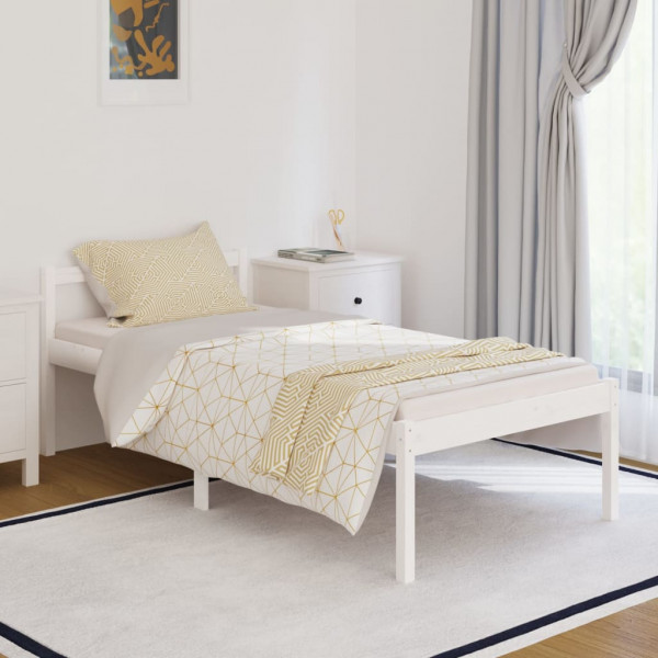 Cama para personas mayores madera maciza pino blanco 90x190 cm D
