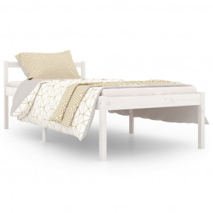 Cama para idosos em madeira maciça de pinho branco 90x190 cm H